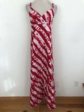 Calypso St. Barth for Target Sleeveless Maxi Dress Red White Batik Stripe Size 4