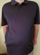 Sz XL New Harriton Men's Shirt Black Polo 3 Button Casual Golf Shirt 