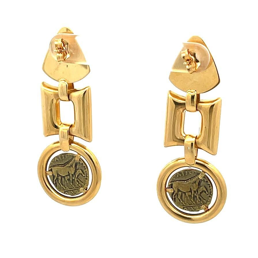 UNOAERRE Coin Dangle Earrings in 18k Yellow Gold - image 4