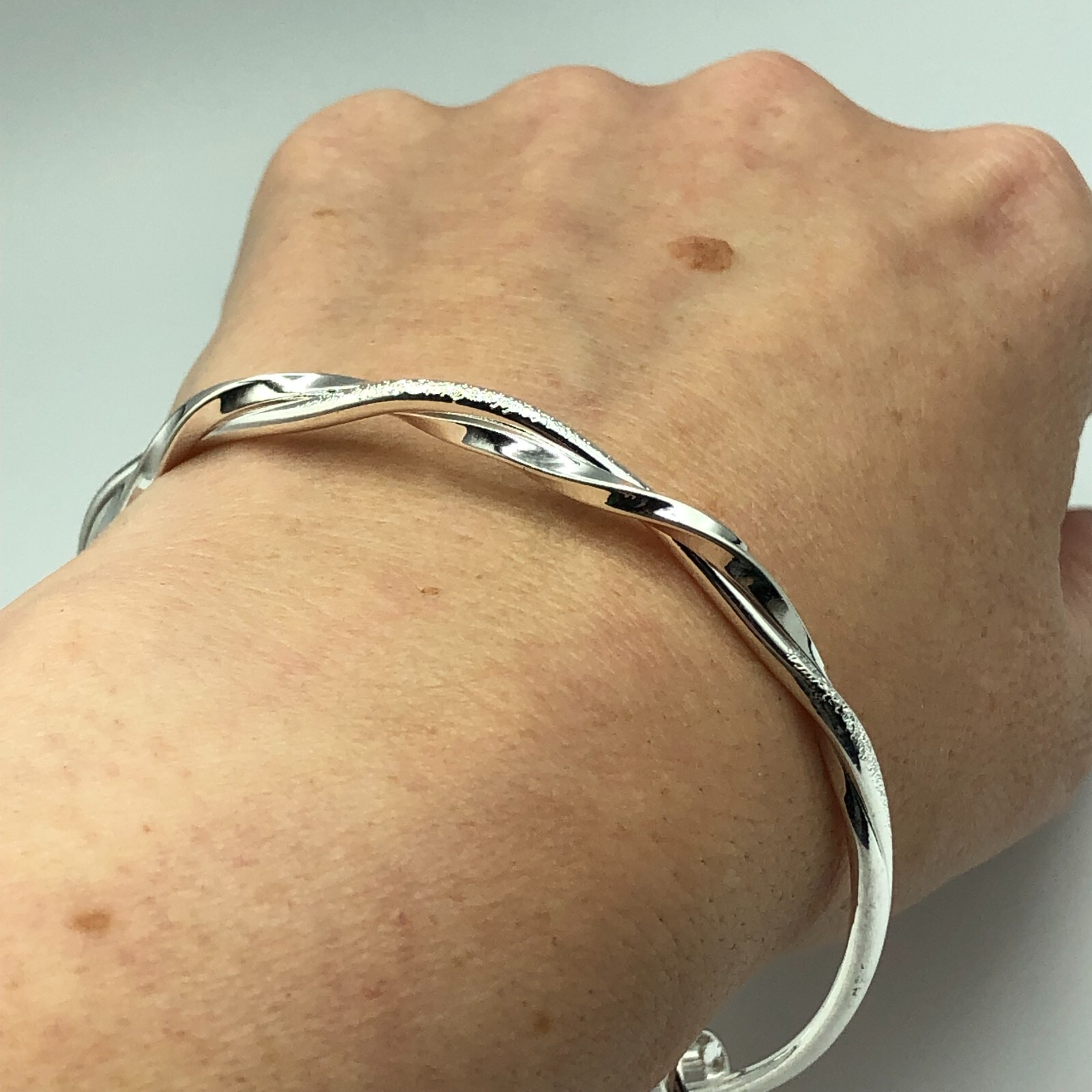 Bangle Silver Tone Twist Adjustable Festival Part… - image 5