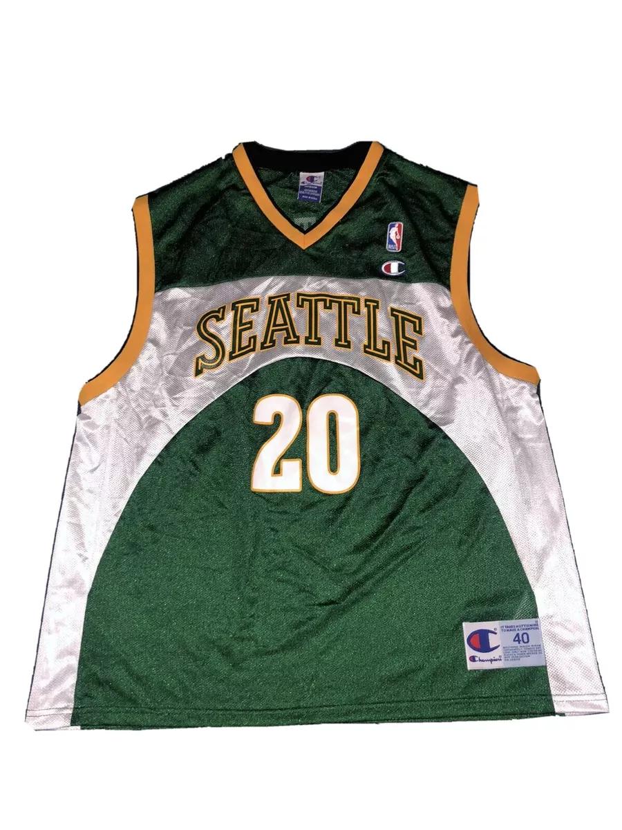 VINTAGE CHAMPION NBA SEATTLE SUPERSONICS PAYTON #20 JERSEY 1990s SIZE 48