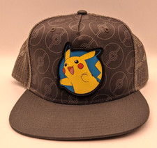 Pokemon Pikachu Original Snapback Trucker Cap Bioworld Youth Grey Kids Hat