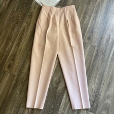 Liz Claiborne 100 Wool Peachy Pink Pleated Tailored Lined Trousers Size: 10
