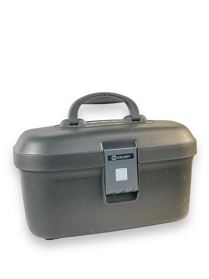 Винтажный Delsey черный косметический макияж поезд тщеславия сумка жесткий чехол комбинация замок - Изображение 4 из 4