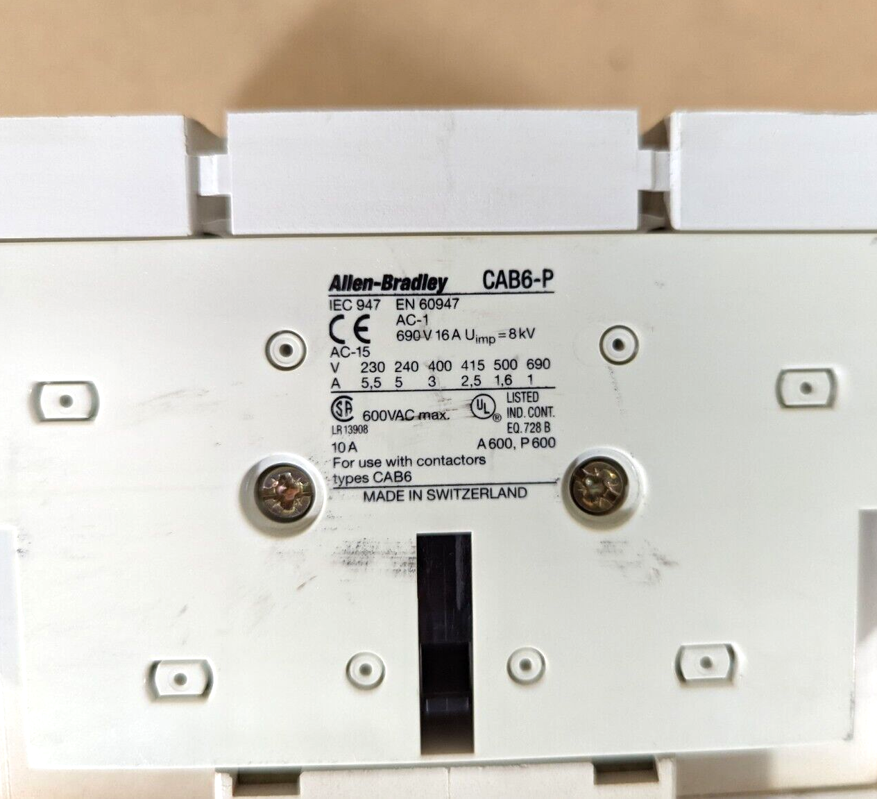 AB Allen-Bradley CAB6-105-EI Contactor 120V Coil + CAB6-P Auxiliary ...