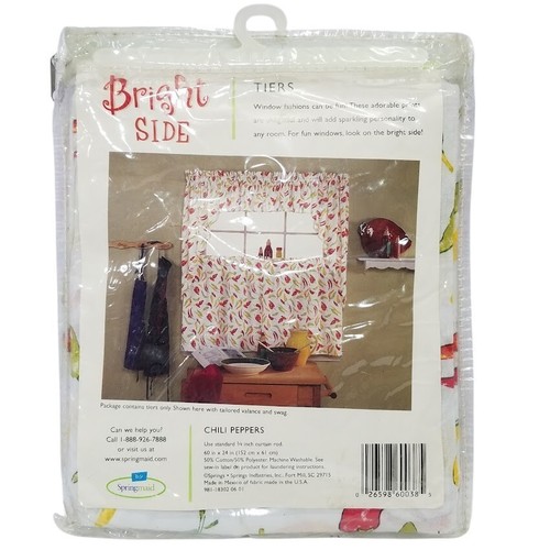 2 Sets Kitchen Curtain Tiers Only Chili Peppers 60"Wx36"L Springmaid Bright Side - Picture 4 of 5