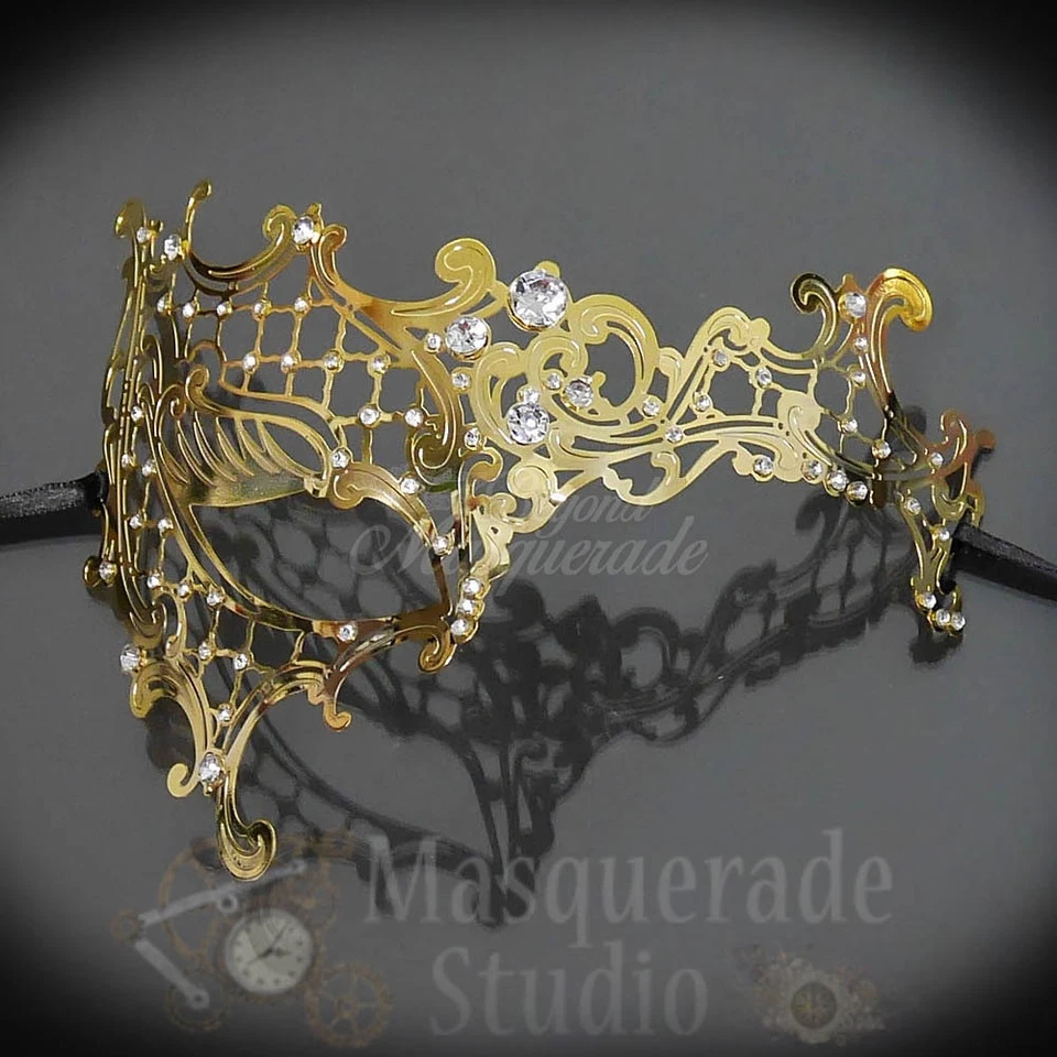 Couples Gold Simplistic and Gold Phantom Costume Party Masquerade Masks Set - Image 4 of 4