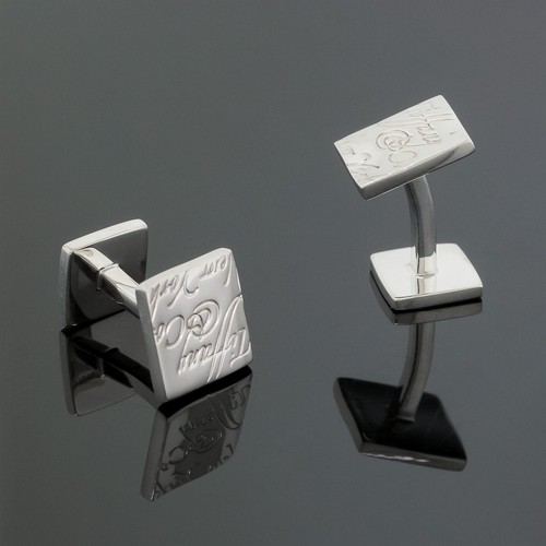 Tiffany & Co. Notes Cufflinks Script New York Men's 925 Sterling Silver Jewelry - Picture 2 of 4