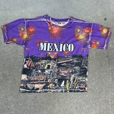 Mexico Vintage 90s AOP Colorful city t shirt XL