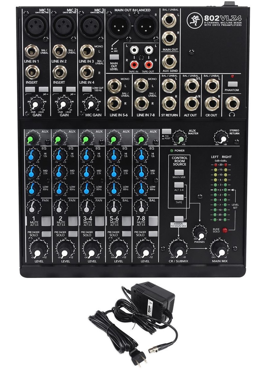 Mackie 802VLZ4 8-channel Compact Analog Mixer w/ 3 ONYX Preamps+ 