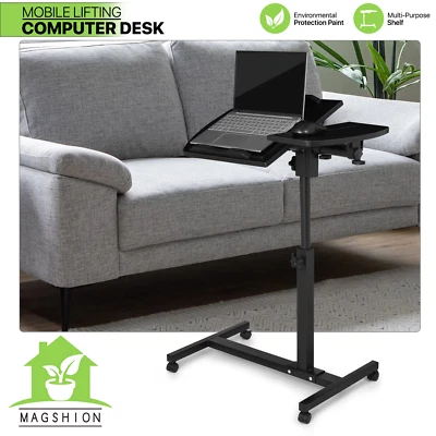 MAGSHION [ADJUSTABLE HEIGHT & ANGLE DESK] Rolling Swivel Laptop Table Portable Sofa Tray
