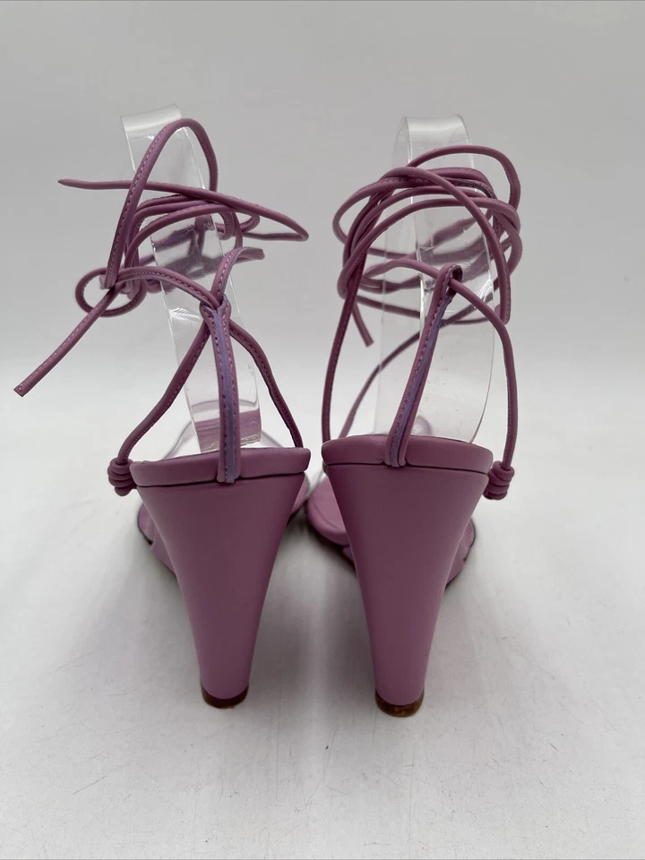 ANDREA WAZEN Clara PVC & Leather Wedge Sandals Pink Size 40 - Image 4 of 4