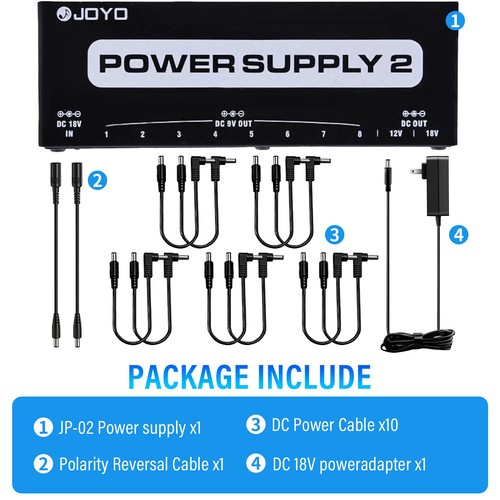Fuente de alimentación de pedal efecto JOYO JP-02 10 puertos 9V/12V/18V con cable de conexión de pedal - Imagen 3 de 10