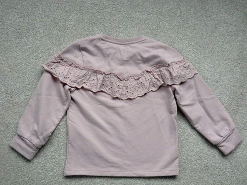 name it pale dusky pink long sleeve sweatshirt top lace ruffle Age 18-24m 92cm - Picture 2 of 5