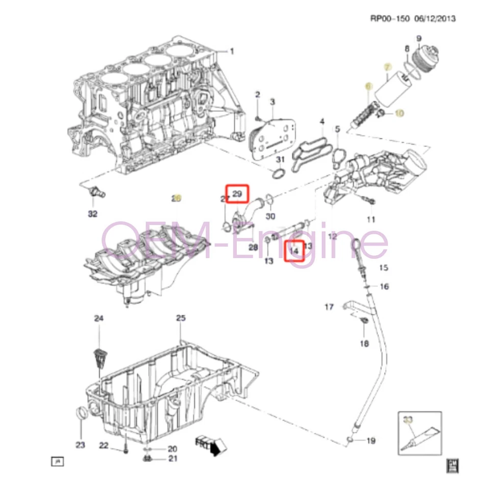 Oil Cooler coolant Pipe with seals for 2008-2016 Chevrolet 1.8 Cruze - Image 2 of 4