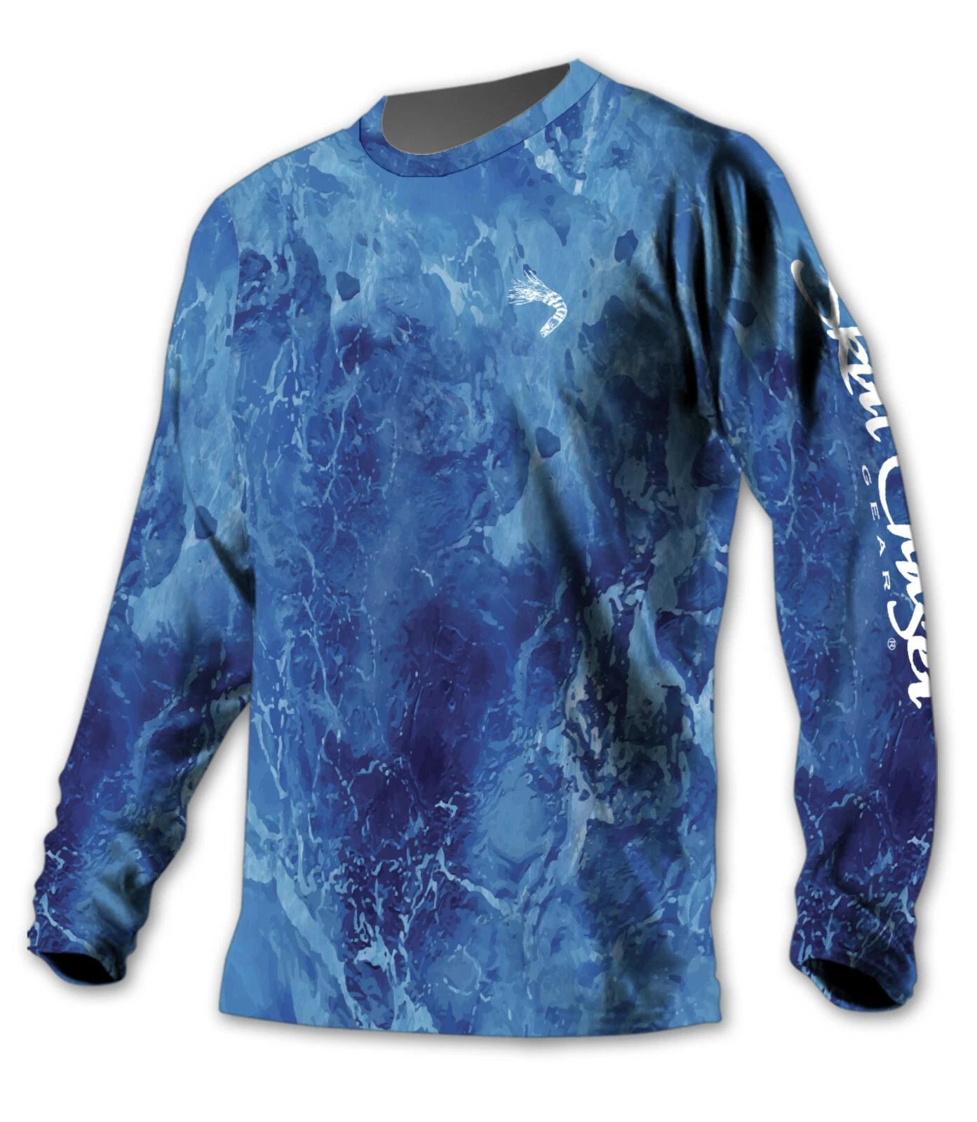 Men's UPF 50+ Microfiber Performance Fishing Shirt Long Sleeve Blue Water Series