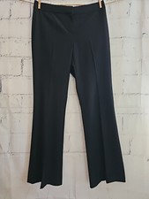Elie Tahari Wool Blend Black Pants size 6 Pleated Straight Leg Flat Front 32" in