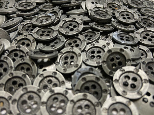 Metal Button w/Cartier Rim Design Dk Gunmetal Finish 13mm 15mm 18mm 23mm 4hole - Picture 3 of 14