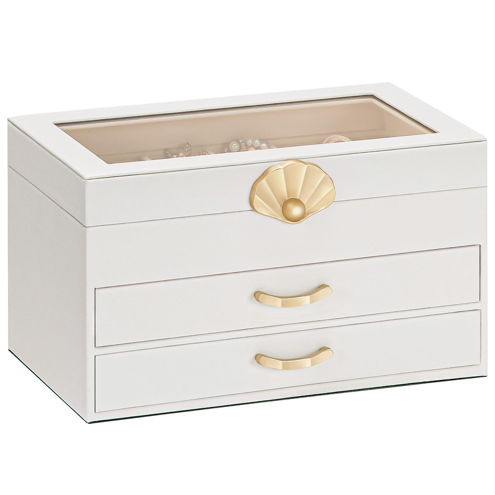 Jewelry Box with 2 Drawers: Display Organizer for Earrings Necklaces - Gift f...-image