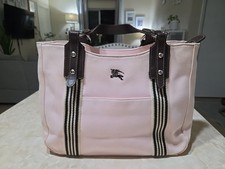 Burberry Blue Label Pink Cotton Canvas Handba...