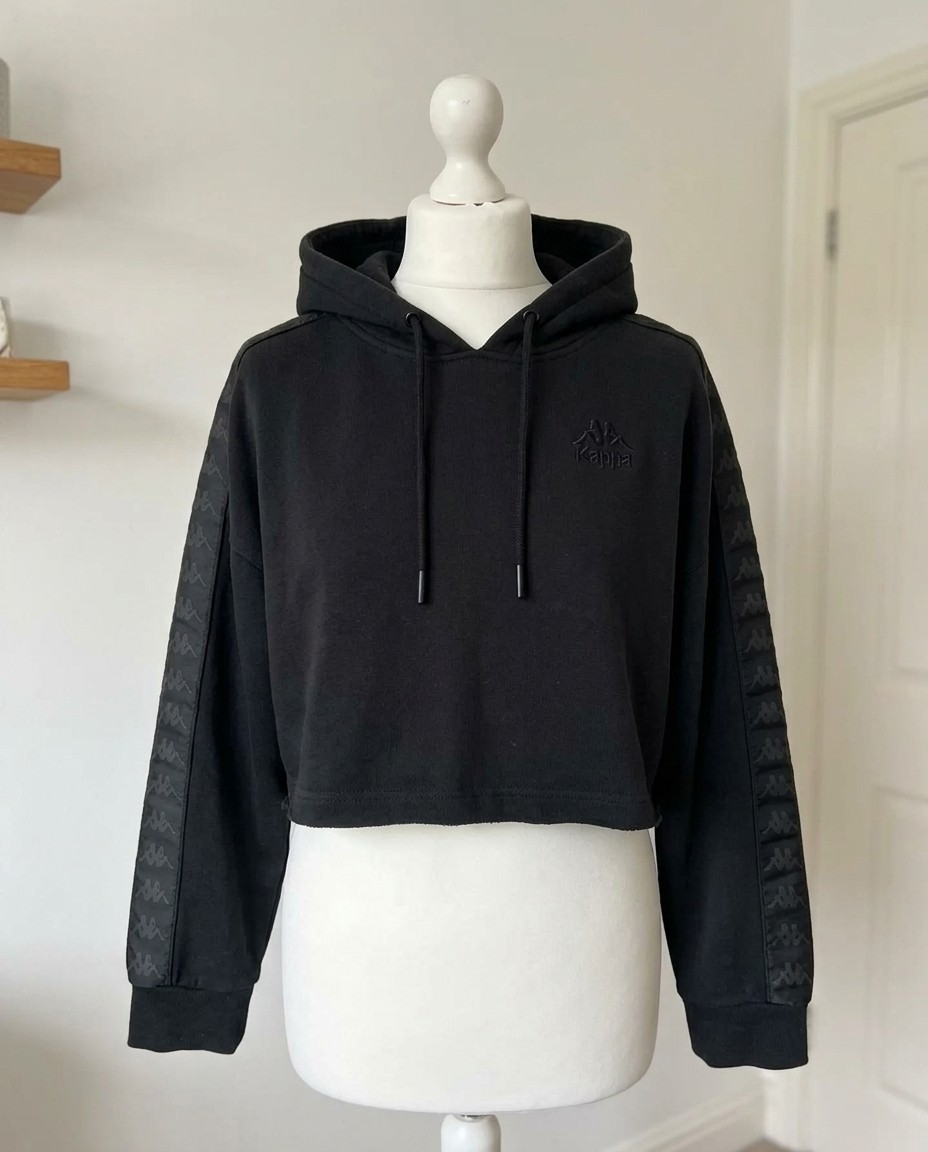 KAPPA FELPA CAPPUCCIO (HOODIE) DONNA TG.M NERO ORIGINALE