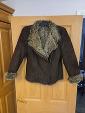 Principles Petite Faux Suede Jacket Uk12 Brown