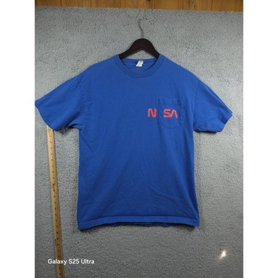 NASA Logo Pocket T Shirt Mens Space Shuttle Astronaut UFO Mars Blue