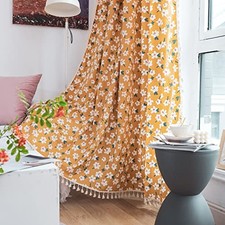 Boho Curtain 84 Inch Length, Farmhouse 55"W x 84"L Pack of 1 Florals-yellow