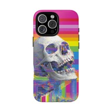 Neon Glitch Skull Tough Case For IPhone , Phone Cover Protective Best Gift