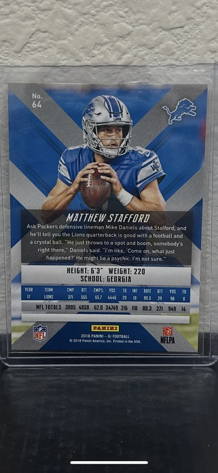2018 Panini XR - Matthew Stafford #64 Red /299 - Image 2 of 2
