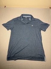 Chaps Everyday Performance Polo Shirt Men's Large L Blue Heathered Soft Stretch