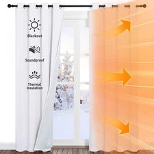 Sound Barrier 100% Blackout Divider Curtains 84", Noise, Heat and Cold Blocki...
