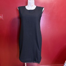 J. Crew Wool Sheath Dress Size 16 Black Sleeveless Classic Tailored Simple Chic