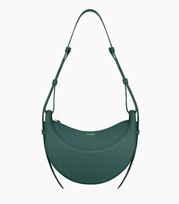Polene ''Numero Dix'' Crescent bag in 'Textured Green' leather, worn briefly by me