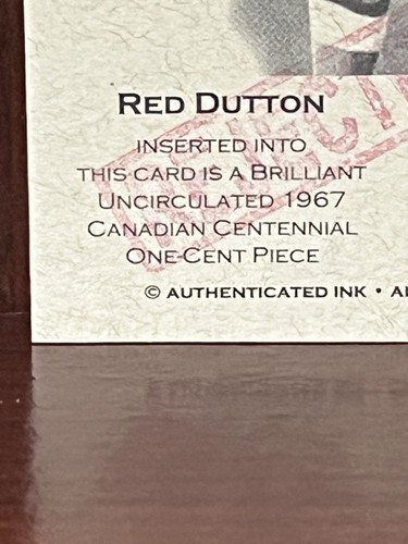 Red Dutton REJECTED Authenticated Ink 1967 Canadian 1 Cent Card -No Coin!! - Picture 2 of 4