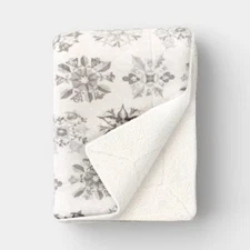 Snowflake Plush Throw Blanket with Faux Shearling Reverse Gray -Threshold