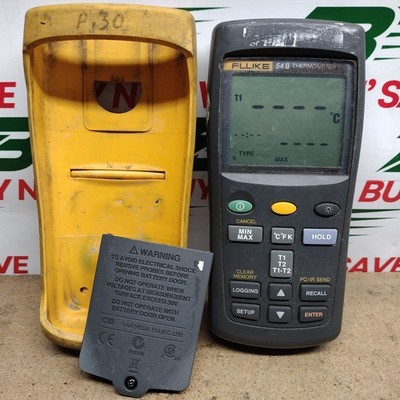 Fluke 54 II Dual Input Digital Thermometer w/Grip Sleeve - Powers On - USED