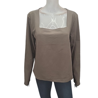 Express Womens Top XX-Large Size Brown Long Sleeves Square Neck Tee Shirt