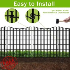 5 Panels Garden Fence 40"H x 12ftL No Dig Metal Animal Barrier Outdoor Yard