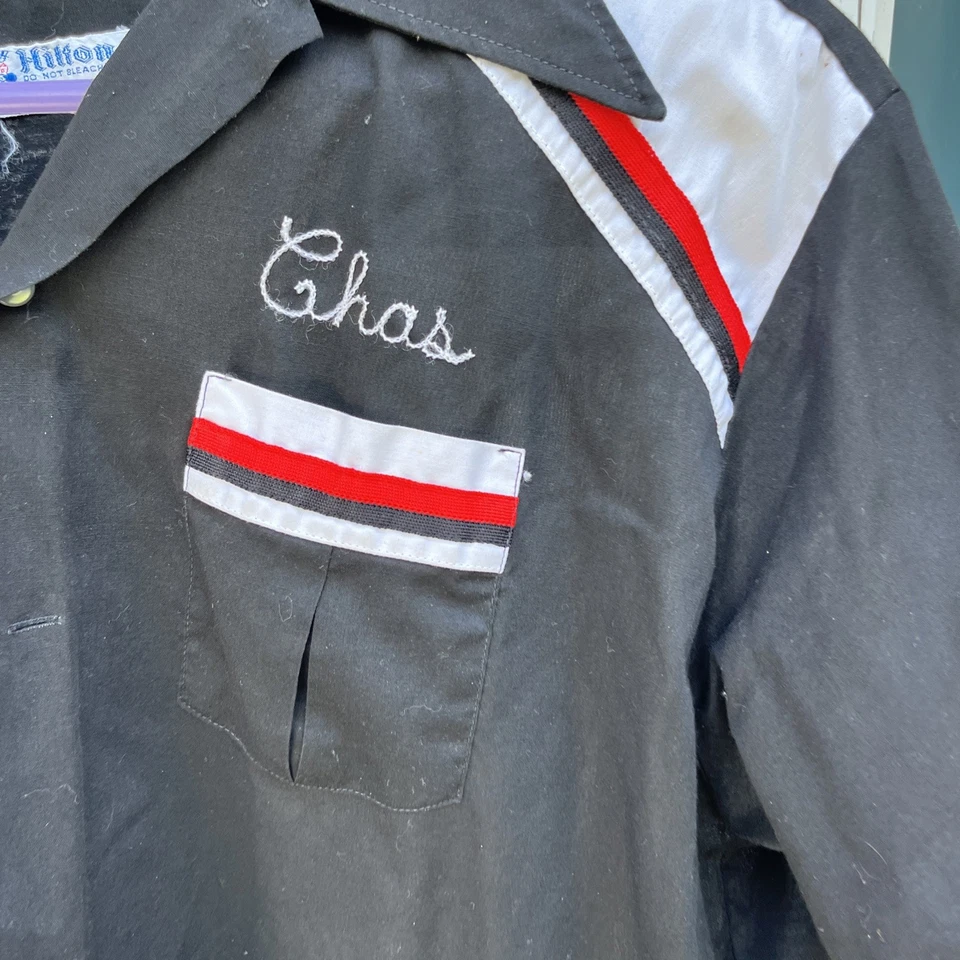 Camisa de Bowling Hilton Vintage Años 70 Puntada de Cadena Para Hombre Talla Grande Roy’s Auto Sales Foto 2 de 4