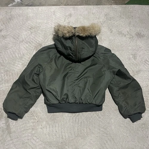 Vtg 80s Very stained Civ N-2B sage green Bomber Jacket heavy attached Hood Sz XL image 19