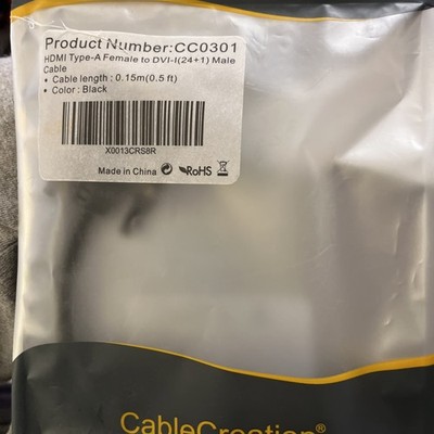 HDMI to DVI Cable Adapter - Female DVI-I Dual Link to Male HDMI Converter - 6''