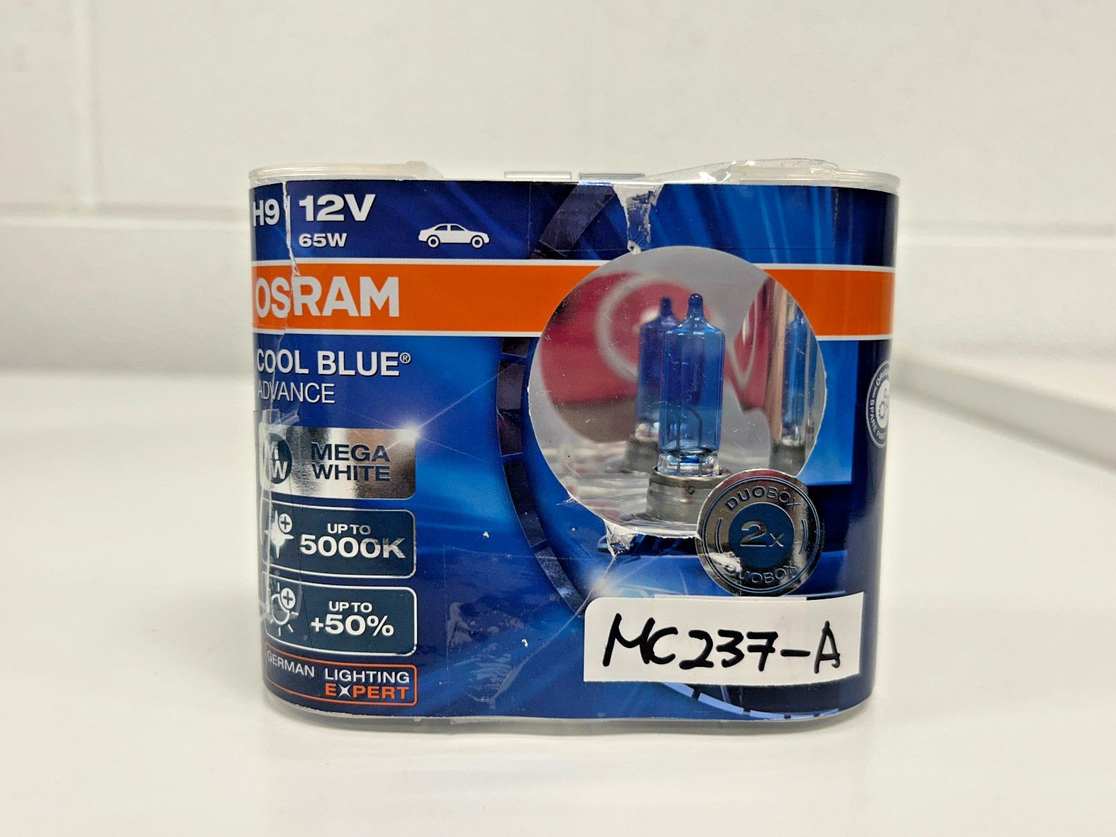 Like-New: OSRAM H9 5000K Cool Blue Advance 62213CBA headlight bulbs 12V 65W PAIR