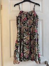 OASIS Dress Size 16 Floral Black Pink Green
