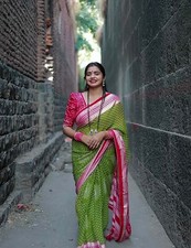 Indian Bollywood Wedding Heavy Designer Evening Kalamkari Silk Designer Saree