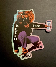 Dutch Bros 2022 Grand Opening Skateboarding Tiger Sticker