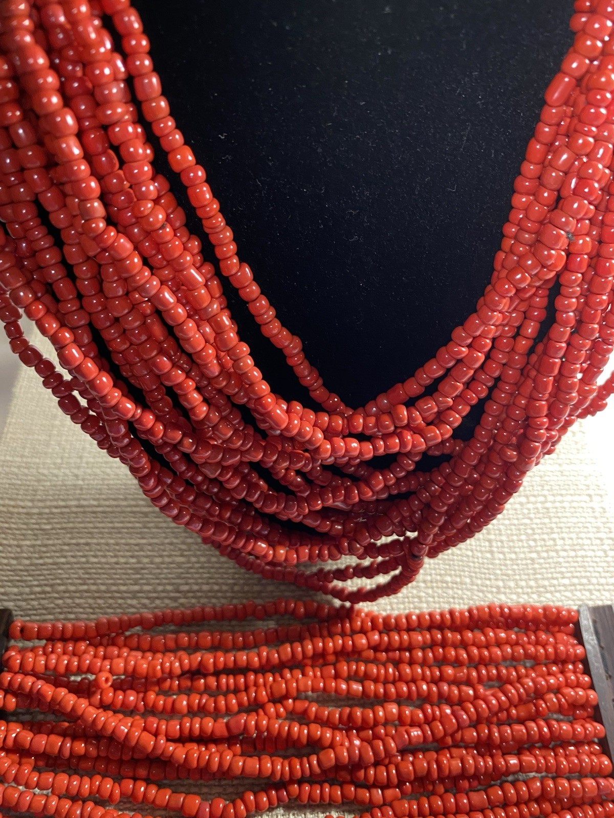 Red Multi Strand Beaded Statement Necklace & Brac… - image 5