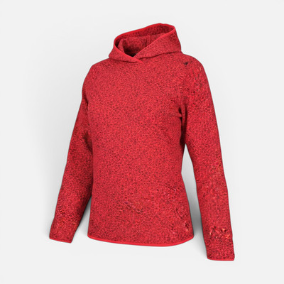 CMP ladies fleece sweatshirt, sweater with hood, red fluo-gray XS