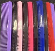 Set of 8 Antistatic Plastic Barber Combs, 7", Assorted Colors, Unisex
