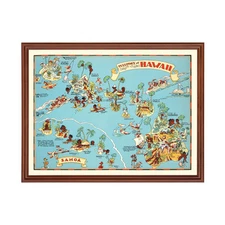 Old Map of Hawaii 1935 - Vintage Hawaii Art